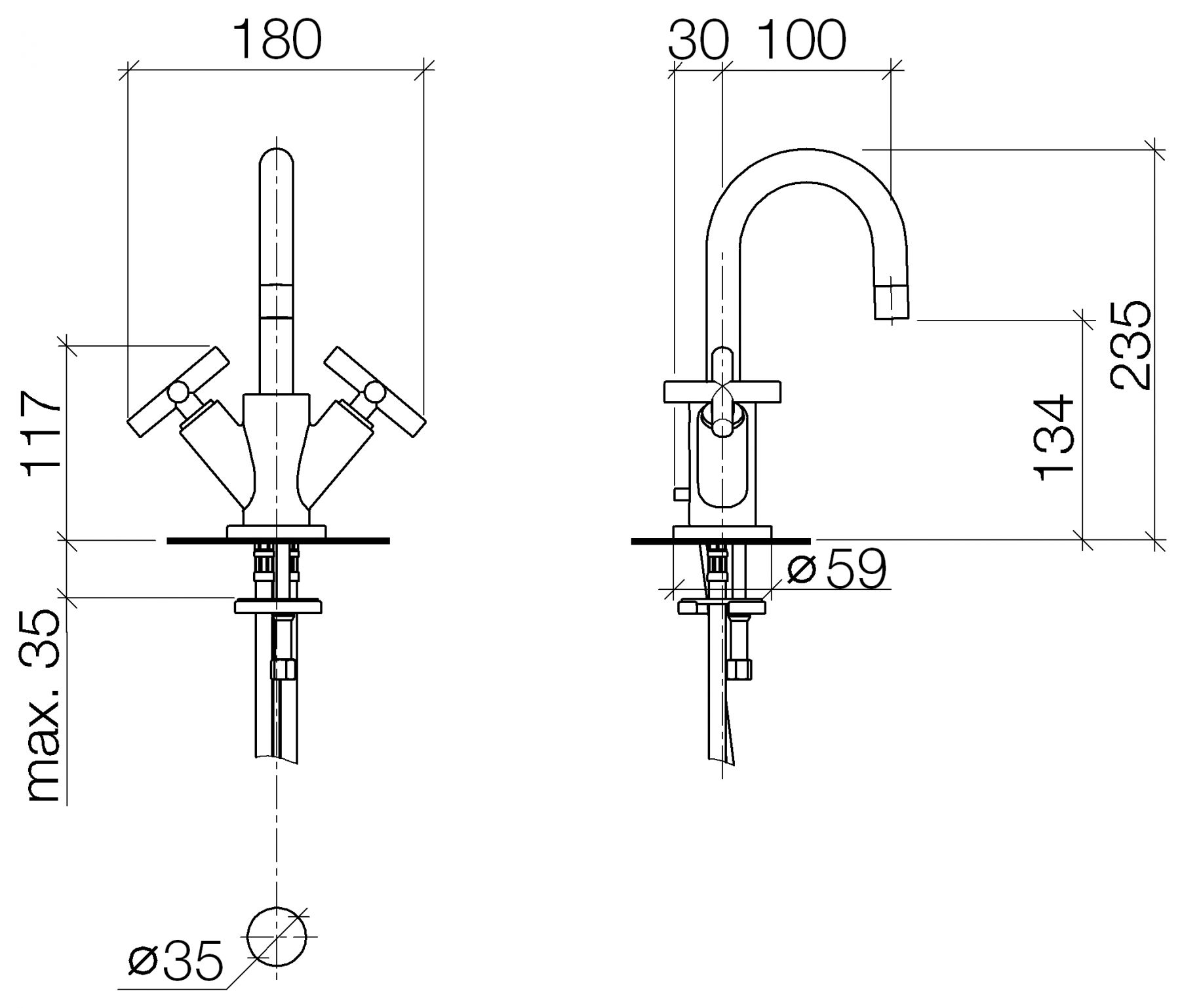 Dornbracht Tara. смеситель для раковины 22302892 схема 1