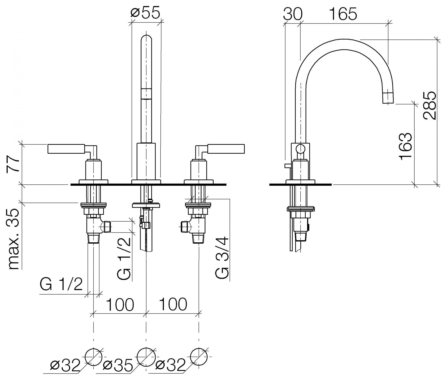 Dornbracht Tara. смеситель для раковины 20713882 схема 1