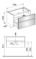 Keuco Royal Reflex 34060 тумба под раковину 79,6x48,7 схема 1