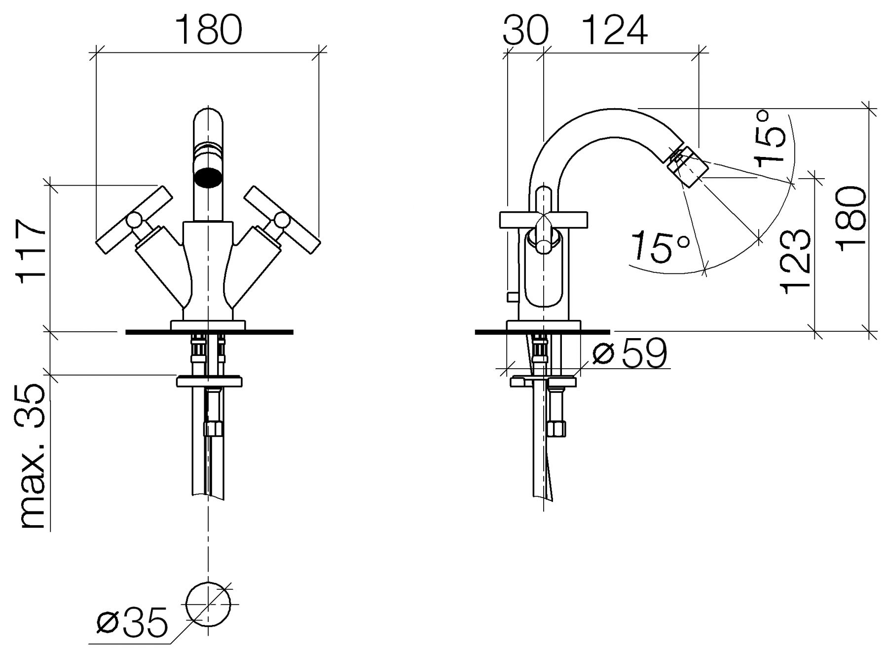 Dornbracht Tara. смеситель для биде 24510892 схема 1