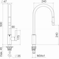 Dornbracht Tara Ultra смеситель для кухни 33870875 схема 1