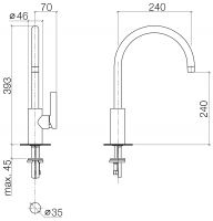 Dornbracht Tara Ultra смеситель для кухни 33816875 схема 1