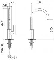 Dornbracht Tara Ultra смеситель для кухни 33800875 схема 1