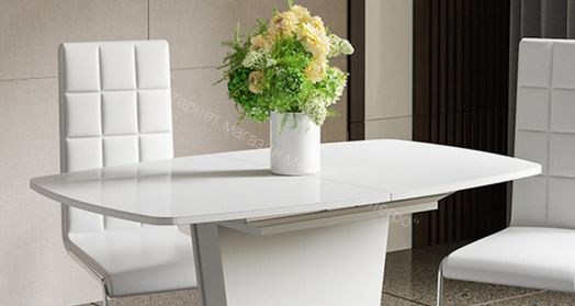 Стол раздвижной «Честер» Тип 2 (Белый/Стекло белый глянец (оптивайт))