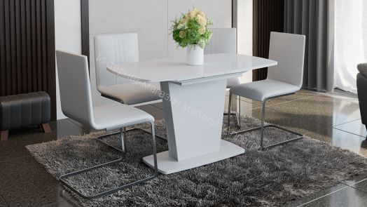 Стол раздвижной «Честер» Тип 2 (Белый/Стекло белый глянец (оптивайт))