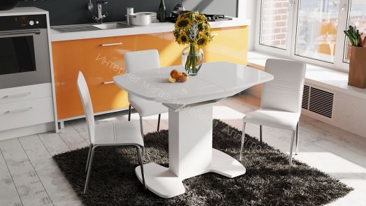 Обеденный стол Портофино 1100x750x750мм Бежевый/Стекло бежевое матовое LUX