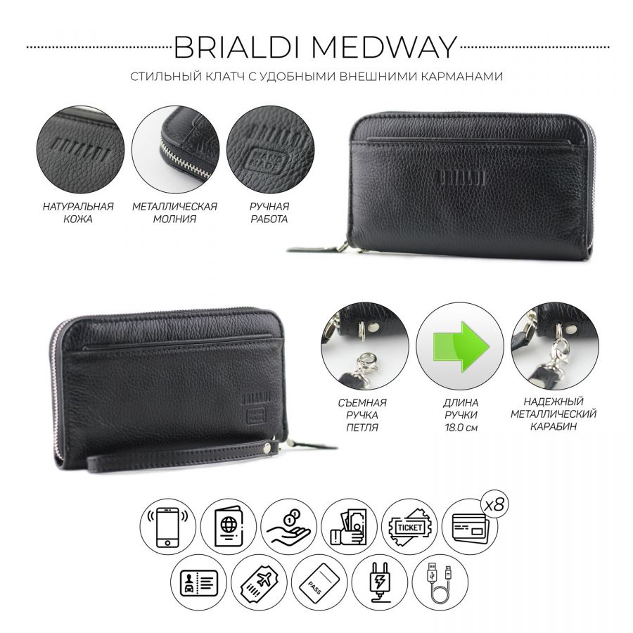 Мужской клатч BRIALDI Medway (Медуэй) relief black