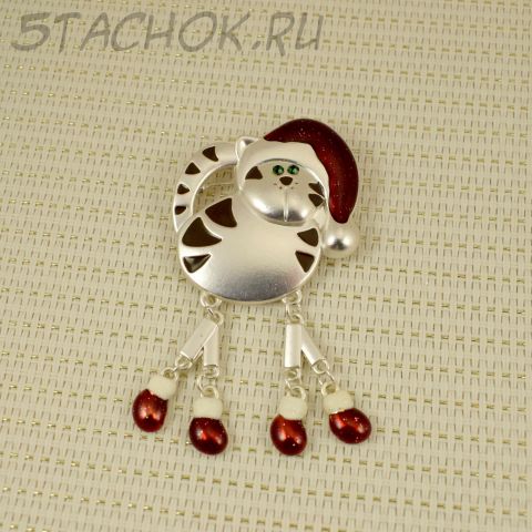 Брошь "Котейка-Санта Клаус" (США)