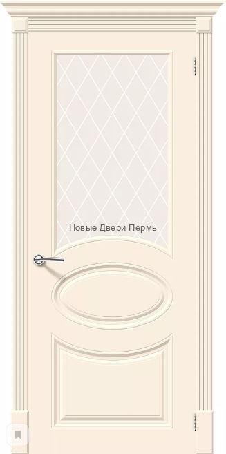 Скинни-21 Cream остекленная Дверь межкомнатная крашенная (Эмаль)