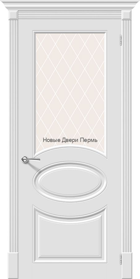 Скинни-21 Whitey остекленная Дверь межкомнатная крашенная (Эмаль)