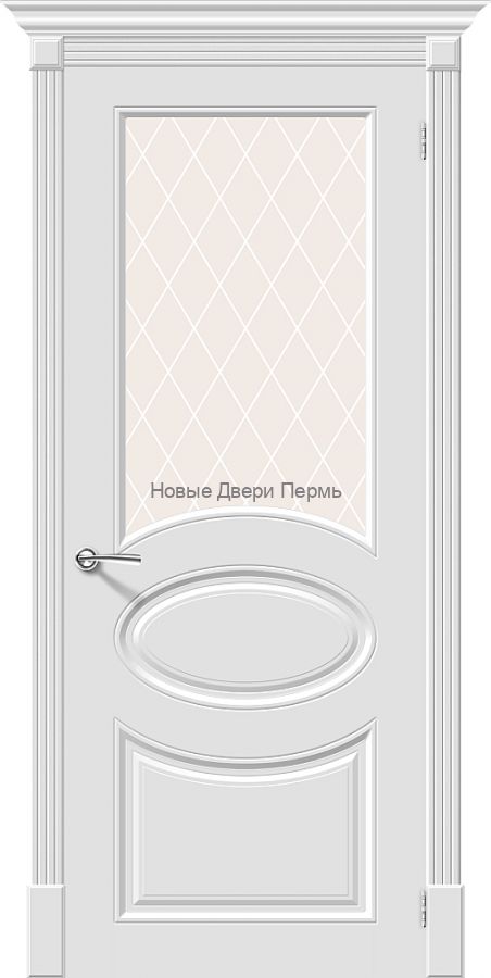 Скинни-21 Whitey остекленная Дверь межкомнатная крашенная (Эмаль)