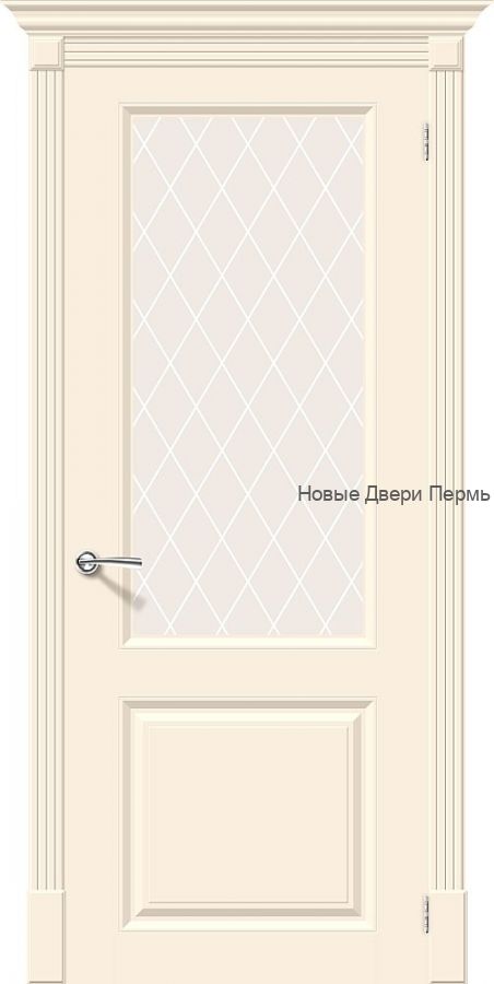 Скинни-13 Cream остекленная Дверь межкомнатная крашенная (Эмаль)