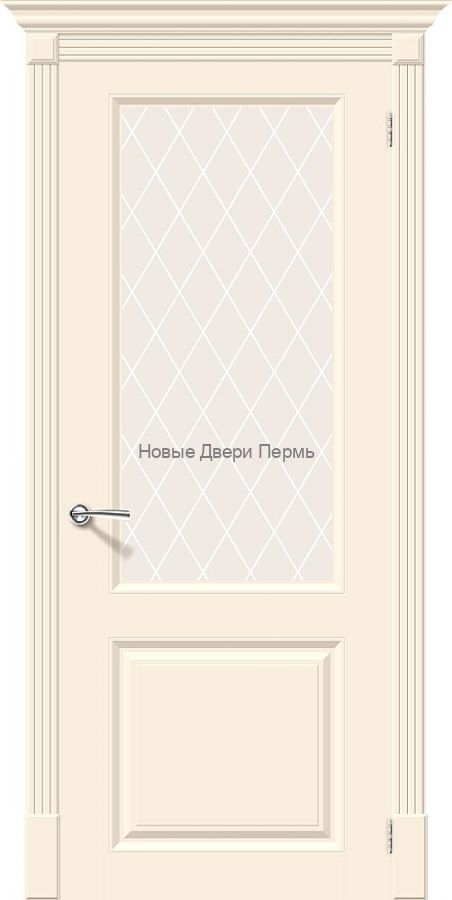 Скинни-13 Cream остекленная Дверь межкомнатная крашенная (Эмаль)