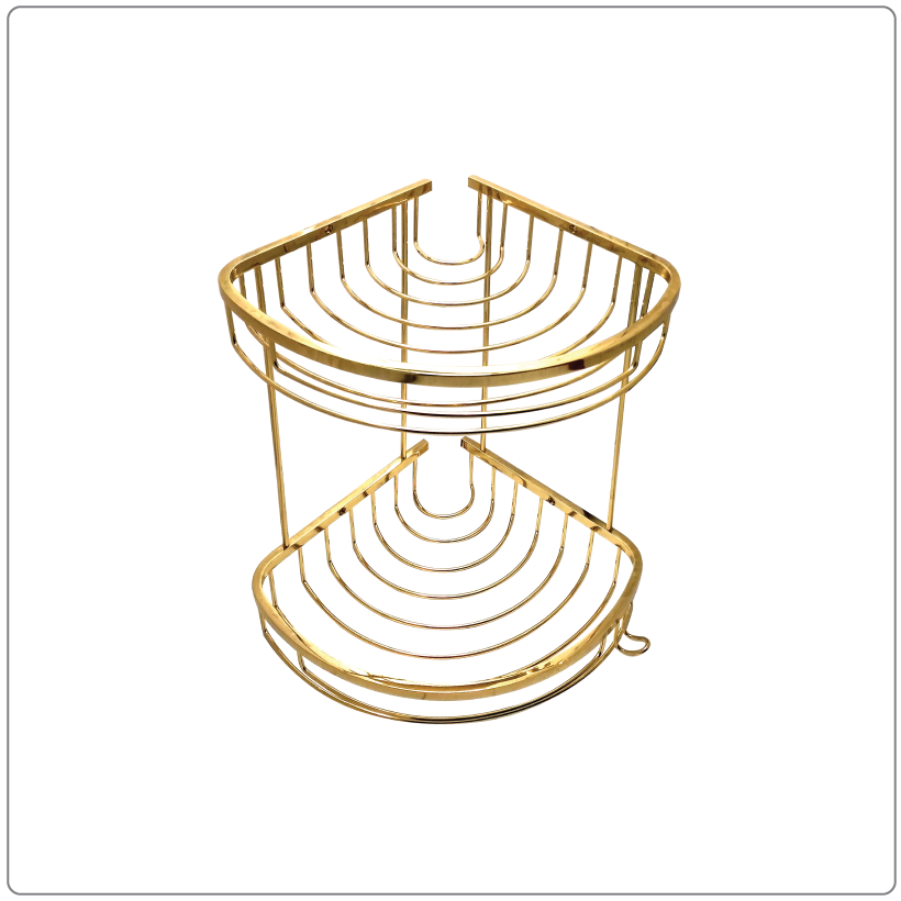 Hamam üçün künc polkasi 20*20 (qizili) / Double Ovoid Bath Basket 20*20 (Gold), CSK (Turkey)