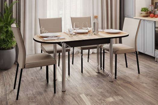 Стол раздвижной овальный  1180(1480)х690  хром брифинг