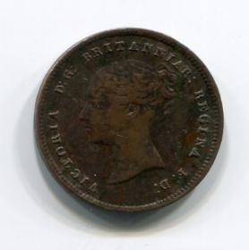 1/2 фартинга 1844 года Великобритания