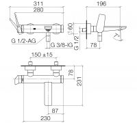 Смеситель для ванны и душа Dornbracht Lisse 33200845 схема 1