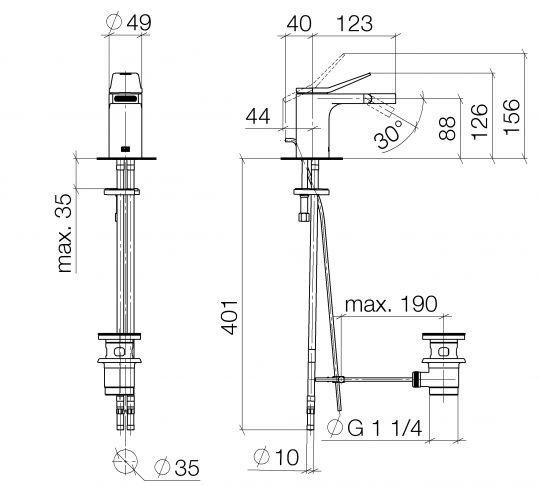 Dornbracht Lisse смеситель для биде 33600845 схема 1