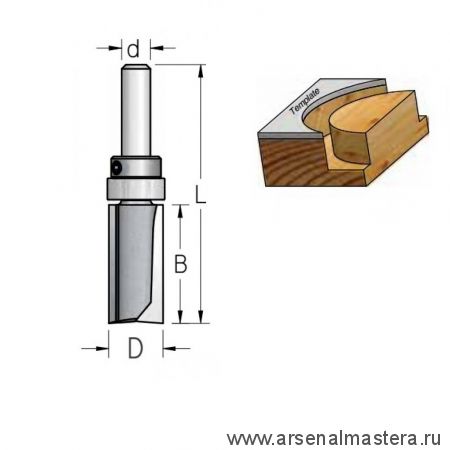 Фреза обгонная с верхним подшипником WPW 19x25x77x12 PF41902