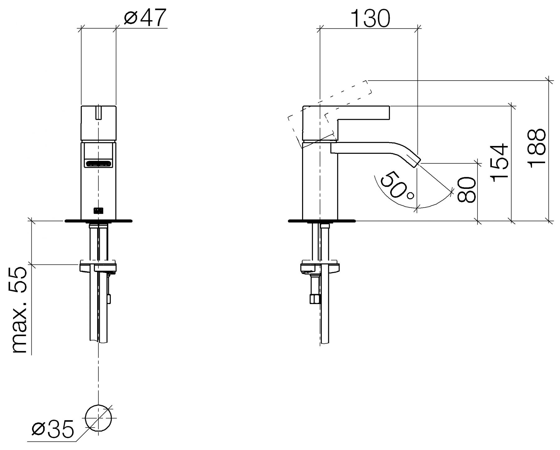 Dornbracht IMO смеситель для раковины 33521670 схема 1