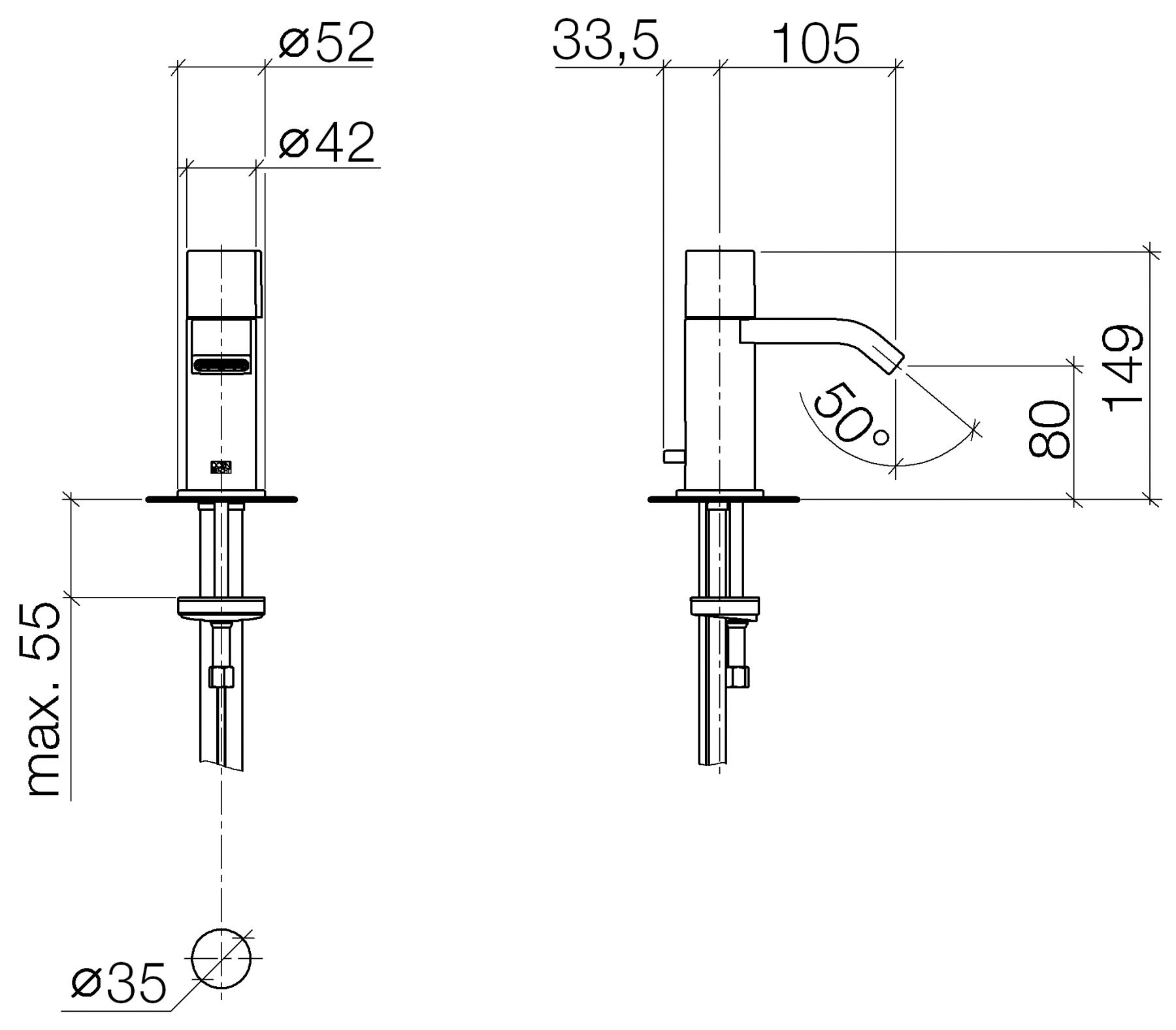 Dornbracht IMO смеситель для раковины 33507670 схема 1