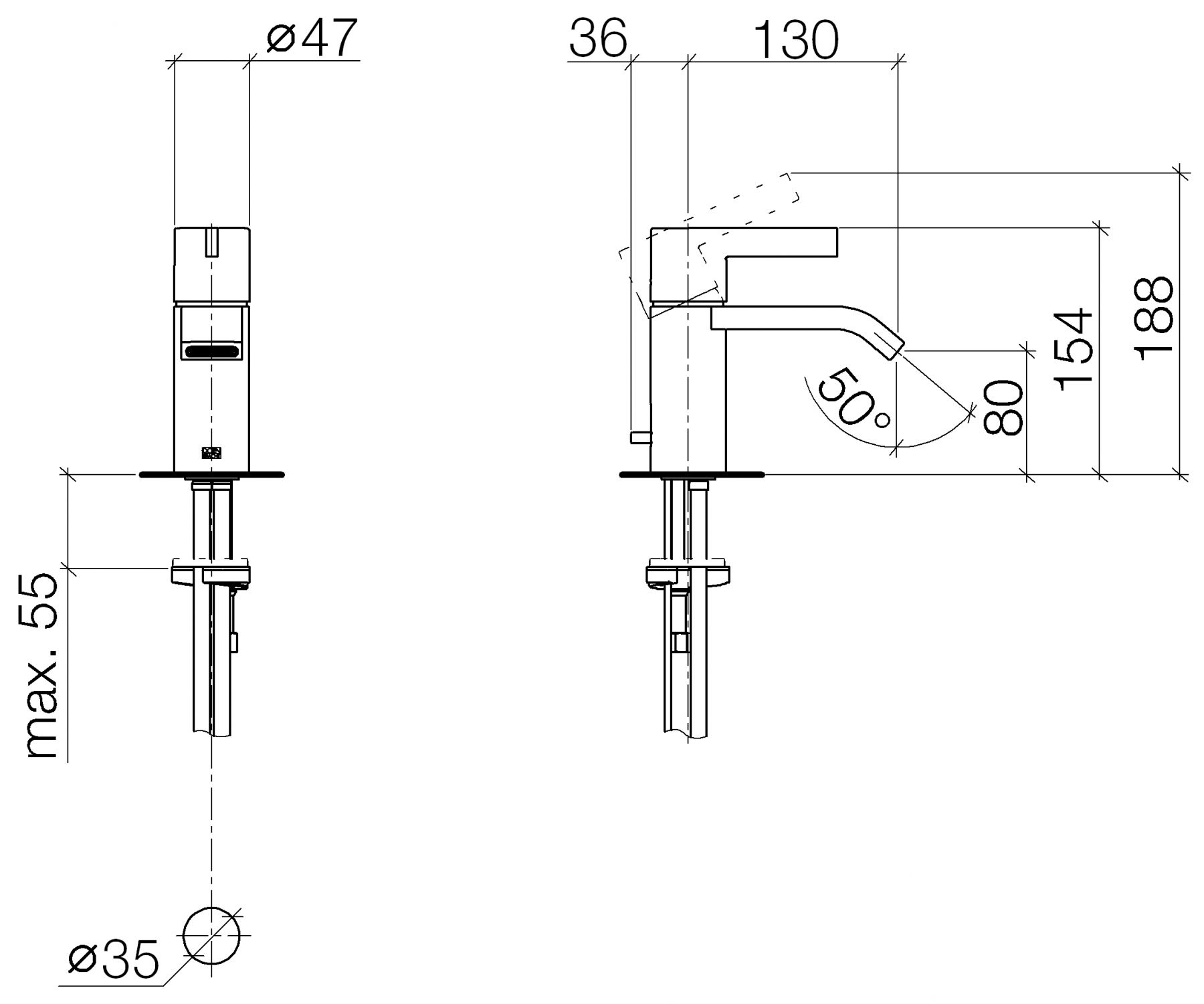 Dornbracht IMO смеситель для раковины 33500670 схема 1