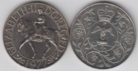 Великобритания 1 крона 1977 XF-UNC