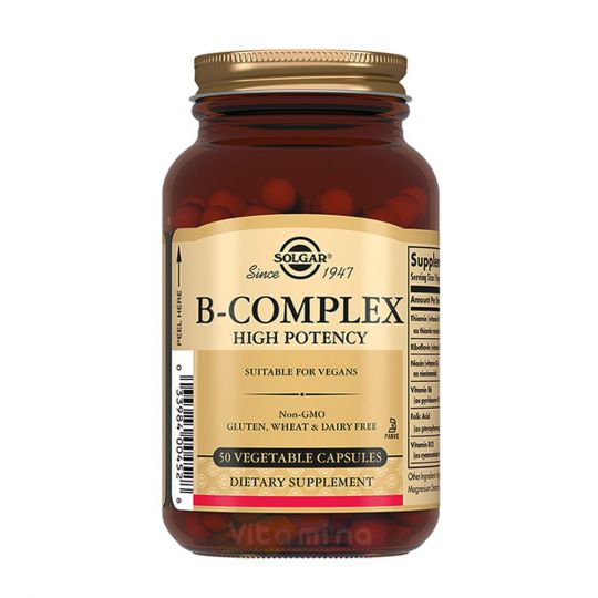 Солгар B-complex Комплекс витаминов группы В, 50 капсул