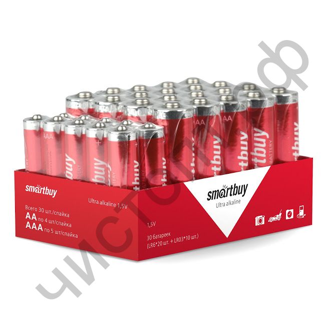 Комплект алкалиновые батарейки LR6 20шт + LR03 10шт (SBBA-30BULK) цена за набор 30 шт.
