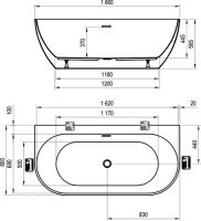 Овальная ванна Ravak Freedom W 166x80 схема 2