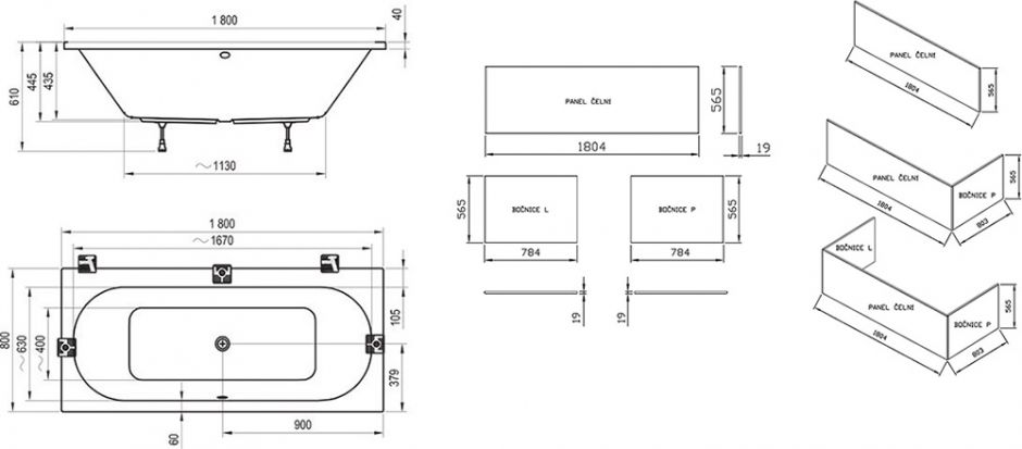 Прямоугольная ванна Ravak City Slim 180x80 ФОТО