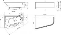 Угловая ассиметричная акриловая ванна Ravak Chrome 160x105 схема 2