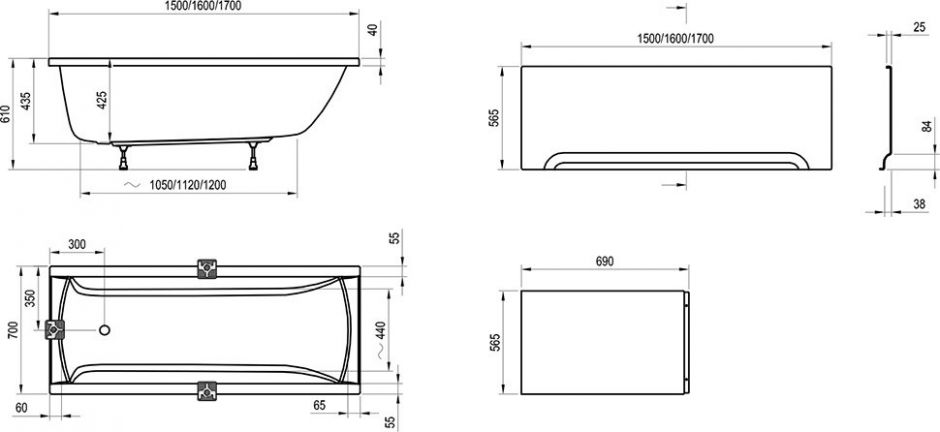 Прямоугольная ванна из акрила Ravak Classic 160x70 ФОТО