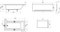 Прямоугольная ванна Ravak 10° 170x75 схема 2