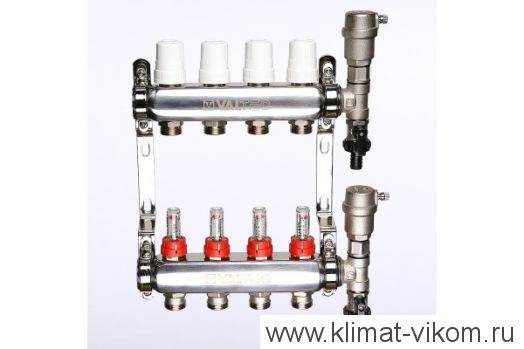 Коллектор в сборе с расходомерами VALTEC  1"/1/2" (4)