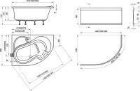 Угловая ассиметричная акриловая ванна Ravak Rosa I 140x105 схема 2