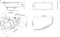 Угловая акриловая ванна с гидромассажем Ravak Asymmetric 160x100 схема 2