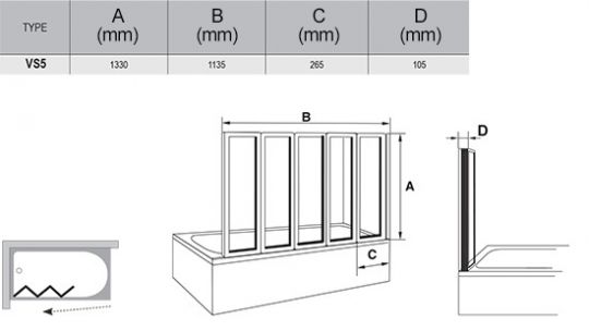 Ravak VS5 шторка на ванну ФОТО