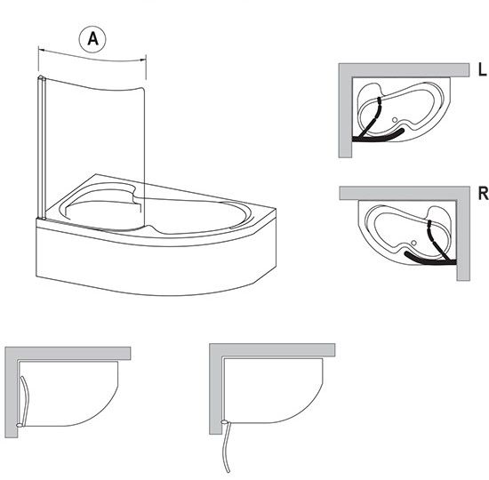 Полукруглая шторка для ванны Ravak CVSK1 схема 2