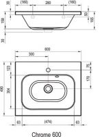 Мебельная раковина Ravak Chrome 600 60х59 схема 2