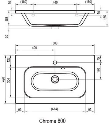 Мебельная раковина Ravak Chrome 800 80х59 ФОТО