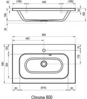 Мебельная раковина Ravak Chrome 800 80х59 схема 2