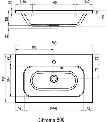 Мебельная раковина Ravak Chrome 800 80х59 ФОТО