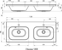 Мебельная раковина Ravak Chrome 1200 120х59 схема 2