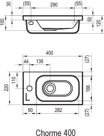 Мебельная накладная раковина Ravak Chrome 400 40х22 см ФОТО