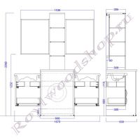 Тумба для ванной под стиральную машину c двумя раковинами "Лидс- double" схема