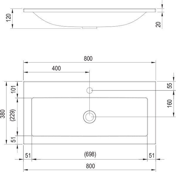 Мебельная раковина Ravak Clear 800 80х38 ФОТО