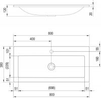 Мебельная раковина Ravak Clear 800 80х38 схема 2