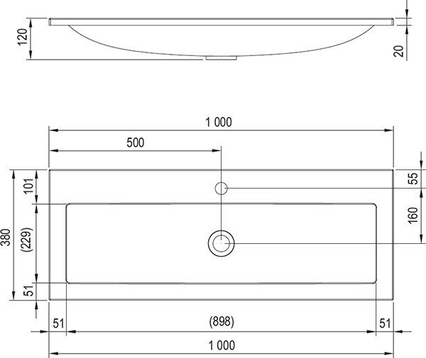 Мебельная раковина Ravak Clear 1000 100х38 ФОТО