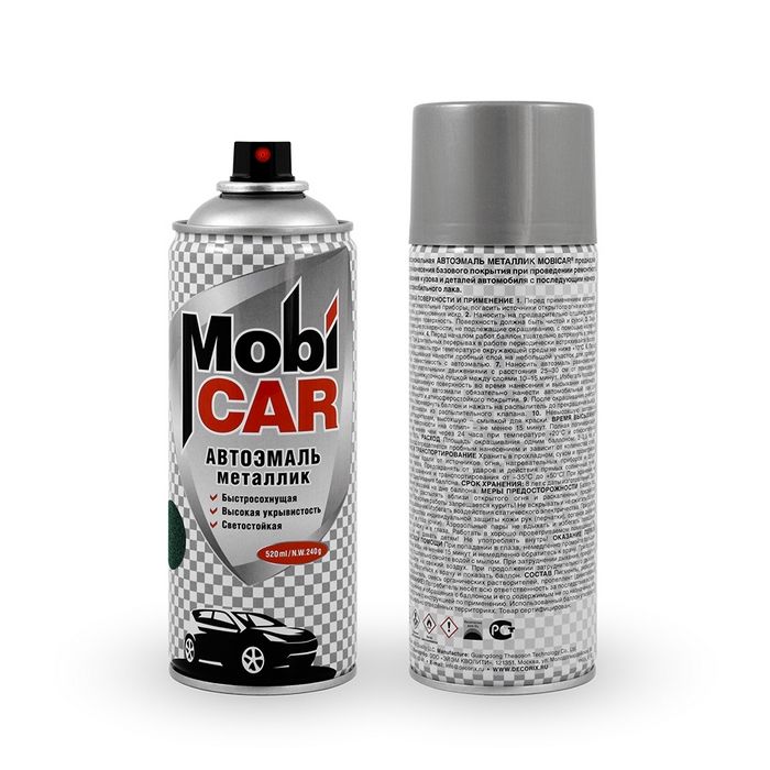 MobiCAR Аэрозольная автоэмаль "Металлик", название цвета "Авантюрин, 602", глянцевая, объем 520мл.